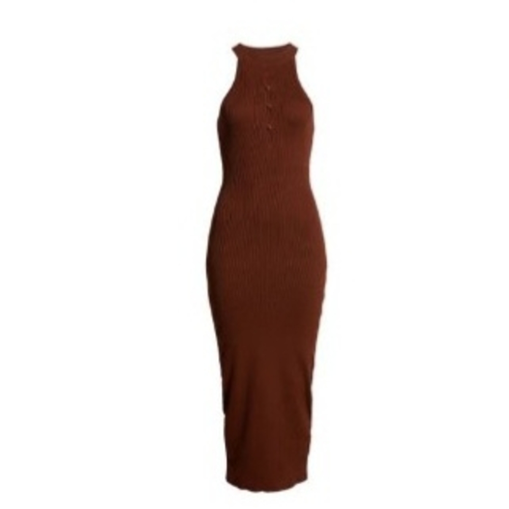Topshop Chocolate Brown Midi Dress